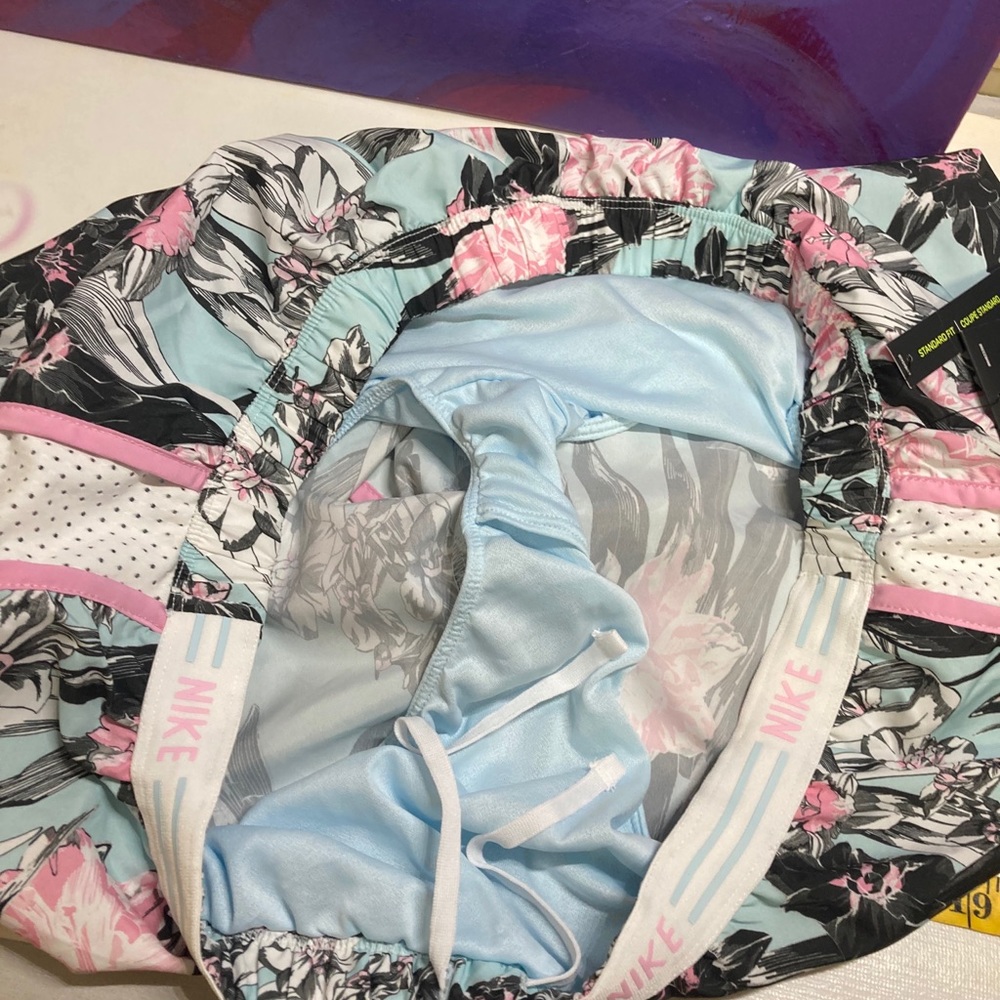 Nike Floral Athletic Shorts in Mint, Pink and Black - Picture 6 of 9